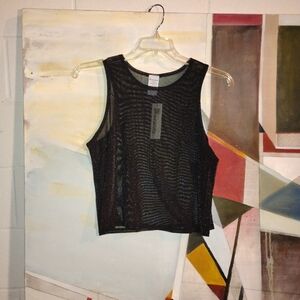 No Boundaries black mesh tank top with glittery details Size: M